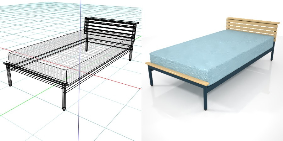 formZ 3D インテリア interior 家具 furniture ベッド bed シングル single