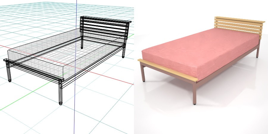 formZ 3D インテリア interior 家具 furniture ベッド bed シングル single
