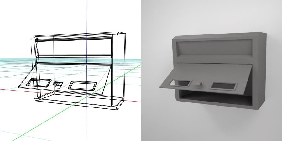 無料 商用可能 フリー素材 formZ 3D エクステリア exterior ポスト post 壁掛けの郵便受け
