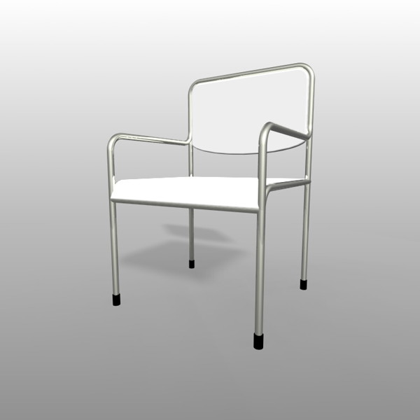 白色のパイプ椅子 肘掛ありの3DCADデータ丨インテリア 家具 椅子丨無料 商用可能 フリー素材 フリーデータ丨データ形式はformZ v3.95以上です