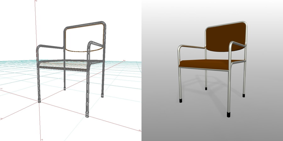 formZ 3D インテリア 家具 椅子 パイプ椅子 肘掛あり interior furniture chair