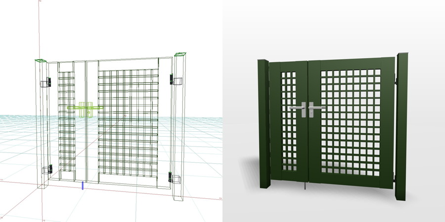 formZ 3D エクステリア 門扉 親子門扉