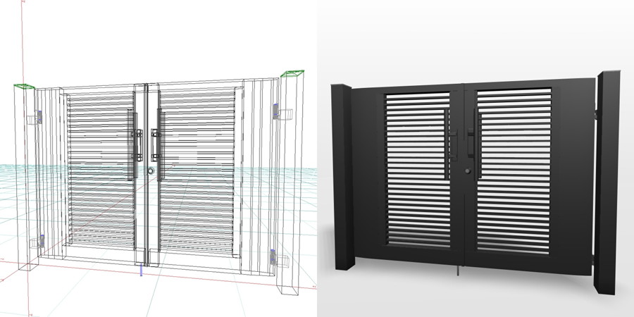 formZ 3D エクステリア 門扉 両開き門扉