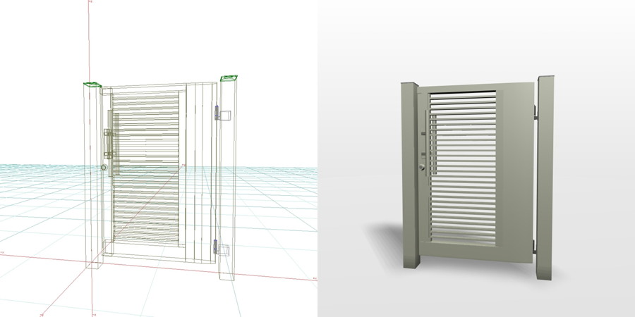 formZ 3D エクステリア 門扉 片開き門扉