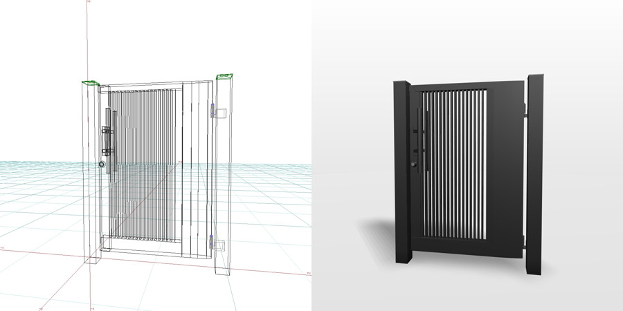 formZ 3D エクステリア 門扉 片開き門扉