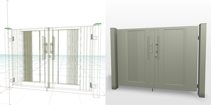formZ 3D エクステリア 門扉 両開き門扉