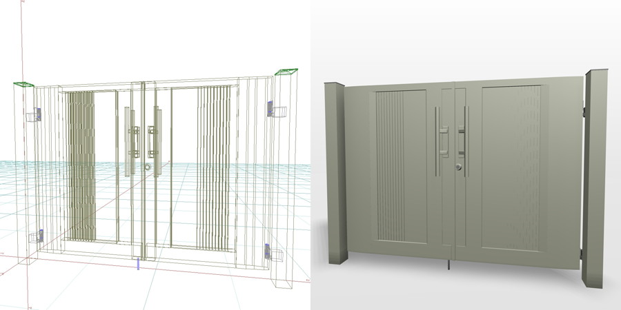 formZ 3D エクステリア 門扉 両開き門扉