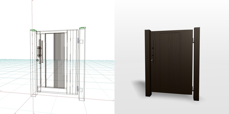 formZ 3D エクステリア 門扉 片開き門扉