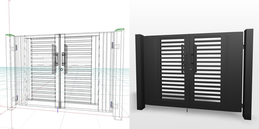 formZ 3D エクステリア 門扉 両開き門扉｜【無料・商用可】3D CADデータ フリーダウンロードサイト丨digital-architex.com