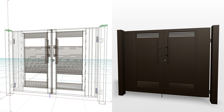 formZ 3D エクステリア 門扉 両開き門扉