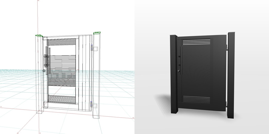 formZ 3D エクステリア 門扉 片開き門扉