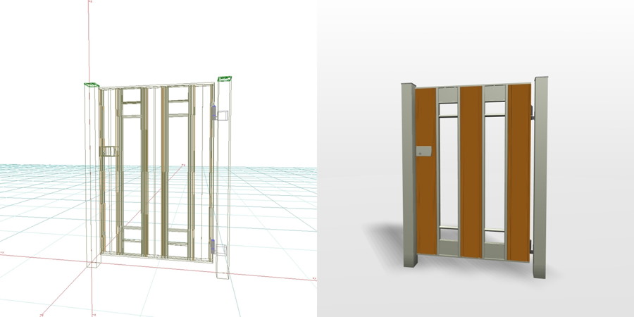 formZ 3D エクステリア 門扉 片開き門扉