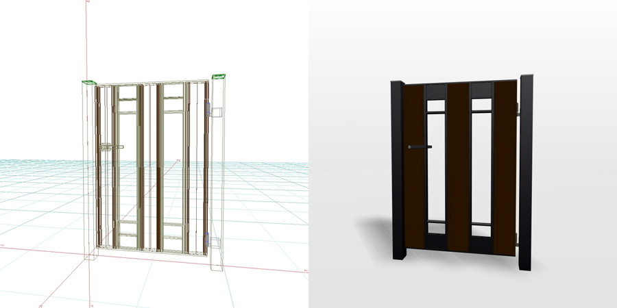 formZ 3D エクステリア 門扉 片開き門扉