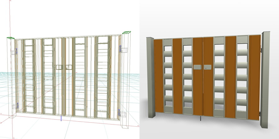 formZ 3D エクステリア 門扉 両開き門扉｜【無料・商用可】3D CADデータ フリーダウンロードサイト丨digital-architex.com