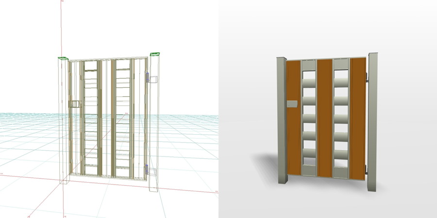 formZ 3D エクステリア 門扉 片開き門扉