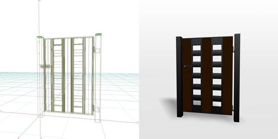 formZ 3D エクステリア 門扉 片開き門扉｜【無料・商用可】3D CADデータ フリーダウンロードサイト丨digital-architex.com