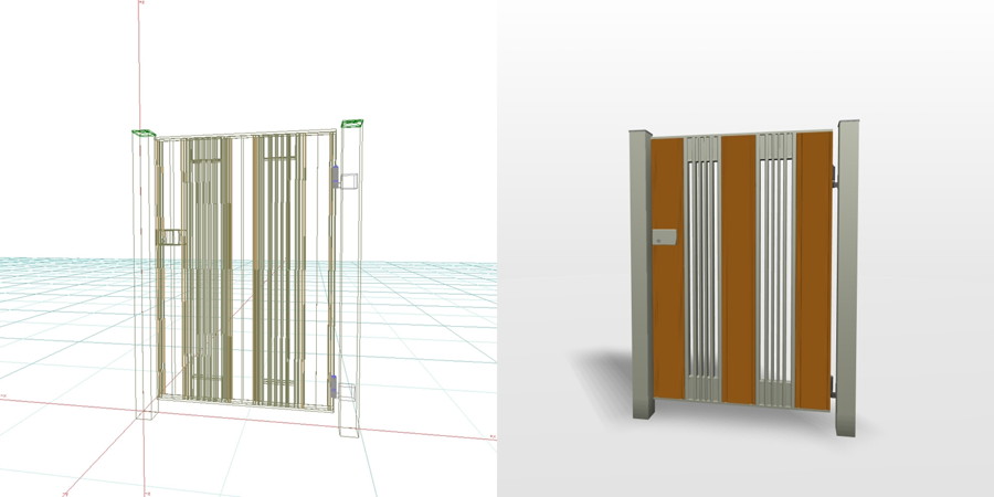 formZ 3D エクステリア 門扉 片開き門扉