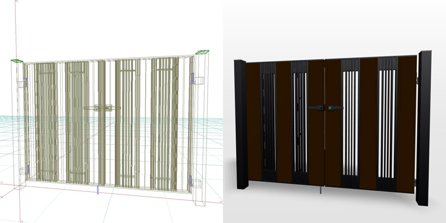 formZ 3D エクステリア 門扉 両開き門扉