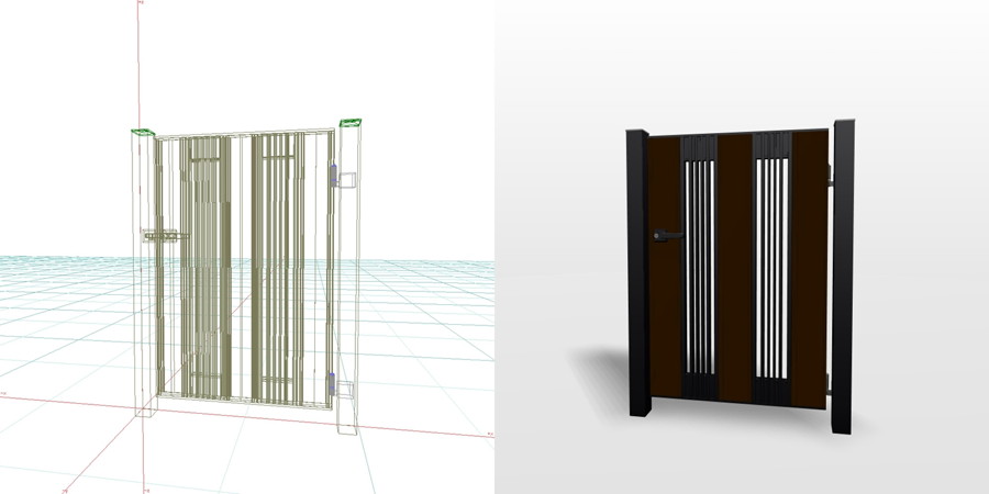 formZ 3D エクステリア 門扉 片開き門扉