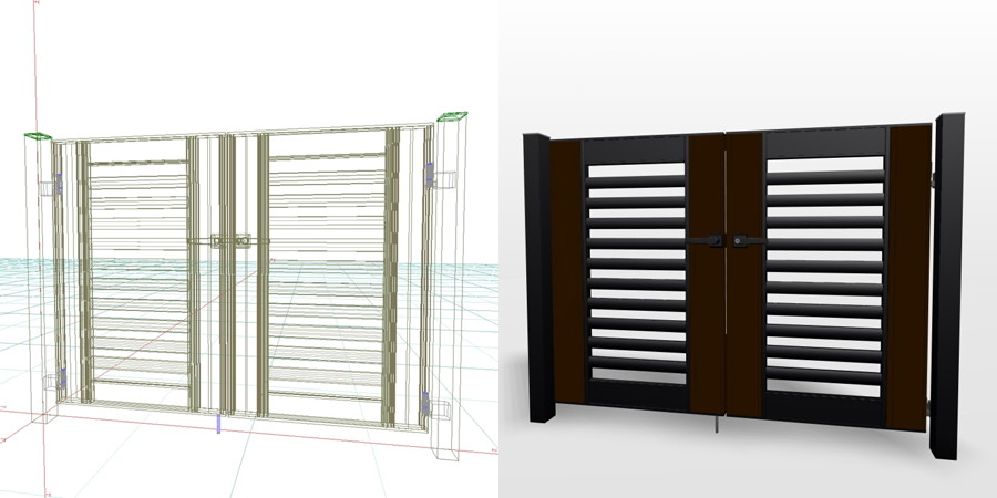 formZ 3D エクステリア 門扉 両開き門扉｜【無料・商用可】3D CADデータ フリーダウンロードサイト丨digital-architex.com