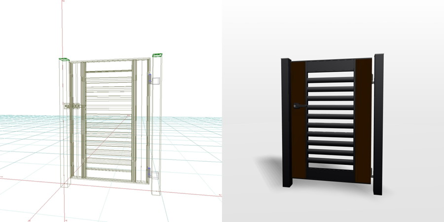 formZ 3D エクステリア 門扉 片開き門扉