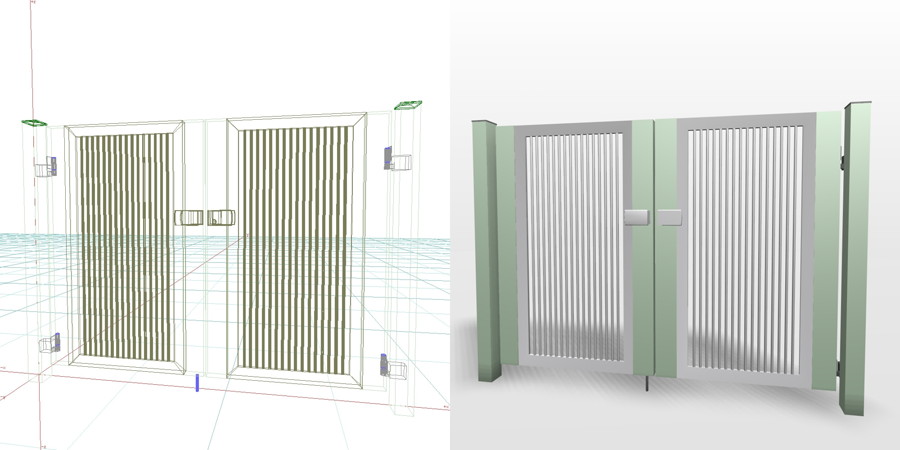 formZ 3D エクステリア 門扉 両開き門扉