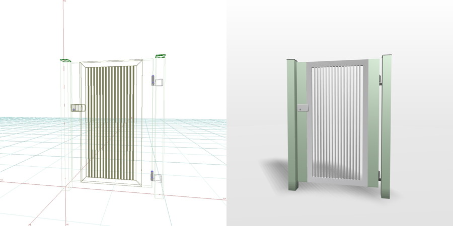 formZ 3D エクステリア 門扉 片開き門扉