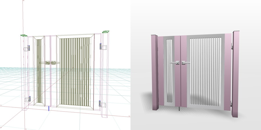 formZ 3D エクステリア 門扉 親子門扉