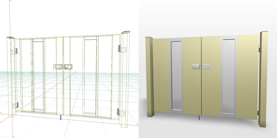 formZ 3D エクステリア 門扉 両開き門扉