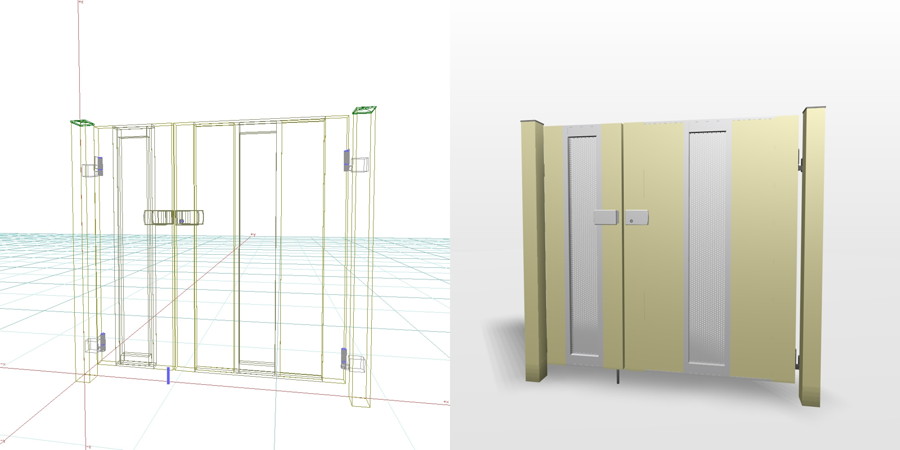 formZ 3D エクステリア 門扉 親子門扉