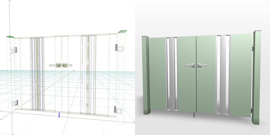 formZ 3D エクステリア 門扉 両開き門扉