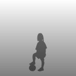 【シルエット】ボールの上に右足を置いて立つ サッカー少女【formZ】 child_0013