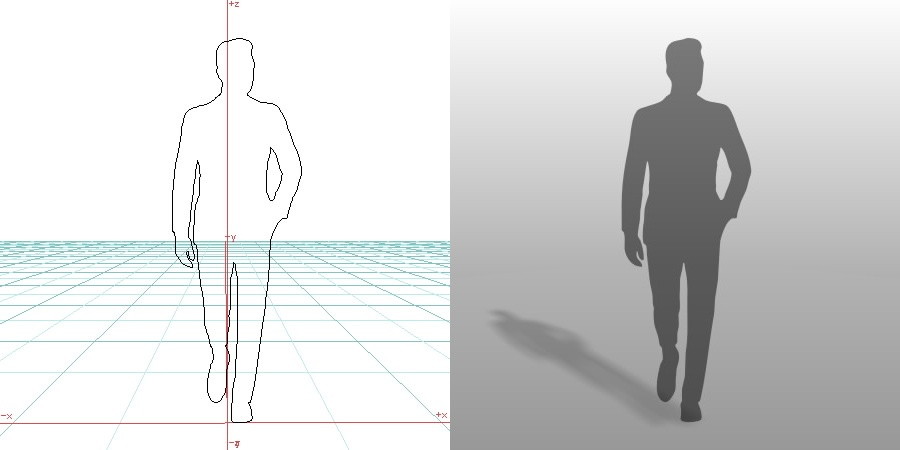 formZ 3D シルエット silhouette 男性 man 歩く walking walker