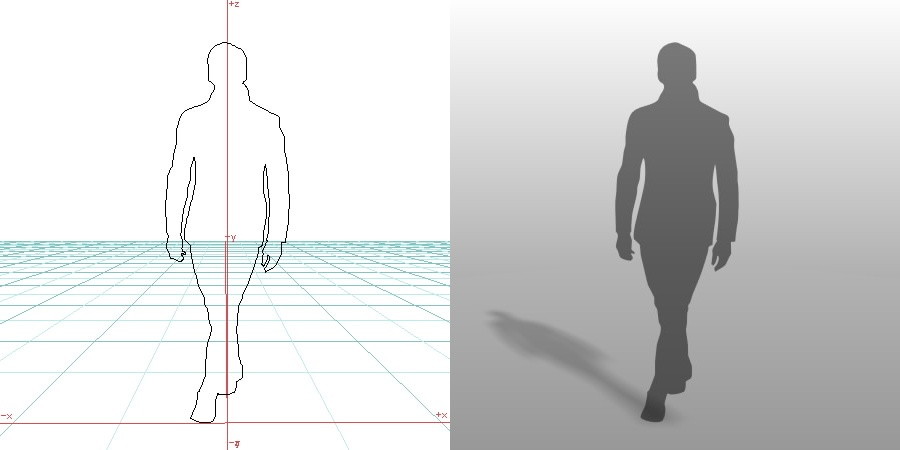 formZ 3D シルエット silhouette 男性 man 歩く walking walker