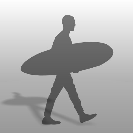 formZ 3D シルエット silhouette 男性 man 歩く walking walker サーフボード surfboard