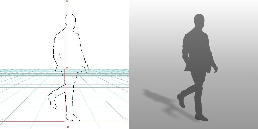 formZ 3D シルエット silhouette 男性 man 歩く walking walker 階段 stairs