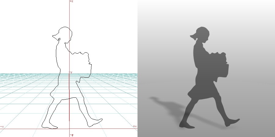 formZ 3D シルエット silhouette 女性 スカート 荷物を運ぶ女性 家事 働く女性 主婦