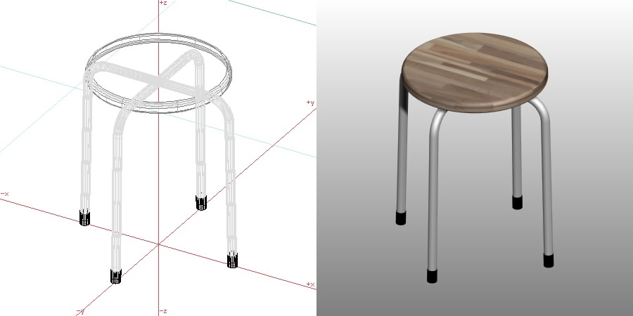 formZ 3D インテリア 家具 椅子 パイプ椅子 丸椅子 interior furniture chair 化粧ばり集成材