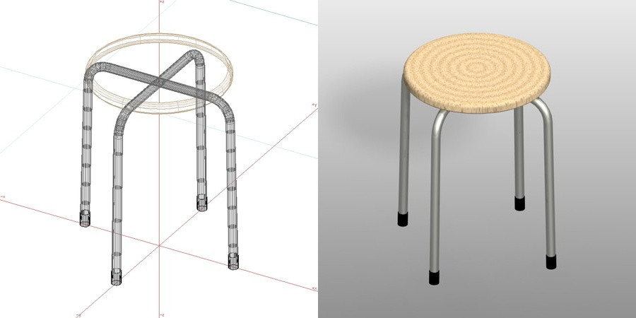 formZ 3D インテリア 家具 椅子 パイプ椅子 丸椅子 interior furniture chair 木目調