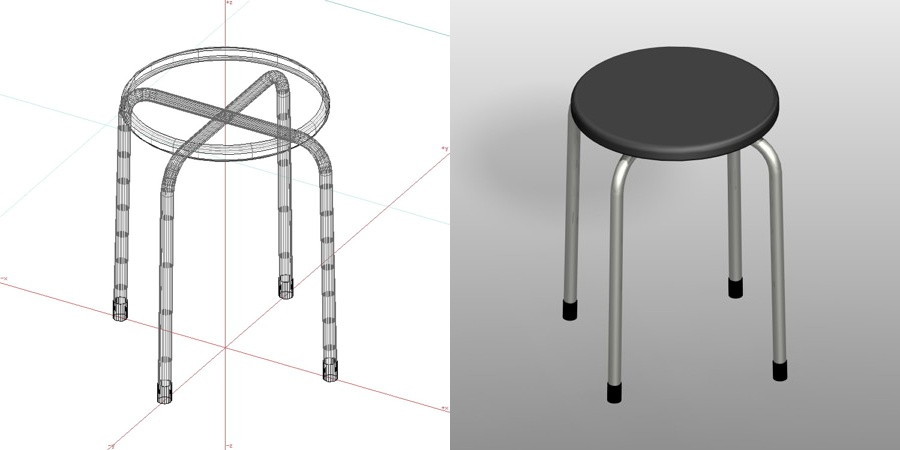 formZ 3D インテリア 家具 椅子 パイプ椅子 丸椅子 interior furniture chair