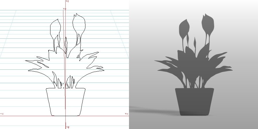 formZ 3D ポリ板 小物 オブジェ object シルエット silhouette 植物 植木鉢 鉢 花