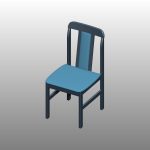 【家具】青色の ダイニングチェア【formZ】 chair_0028