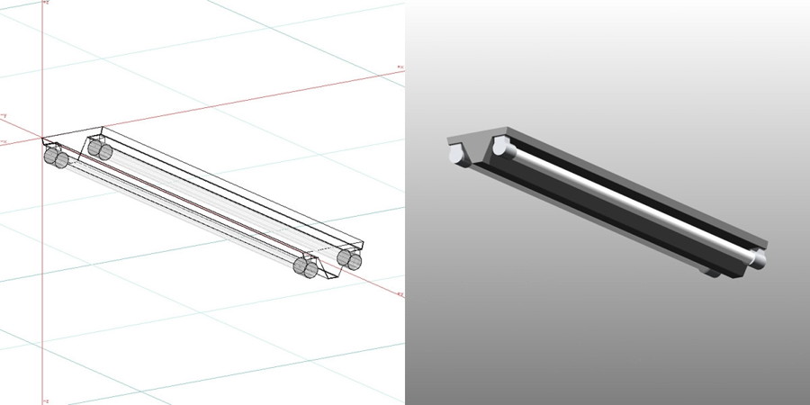 formZ 3D インテリア 照明器具 lighting equipment ベースライト 蛍光灯 富士型