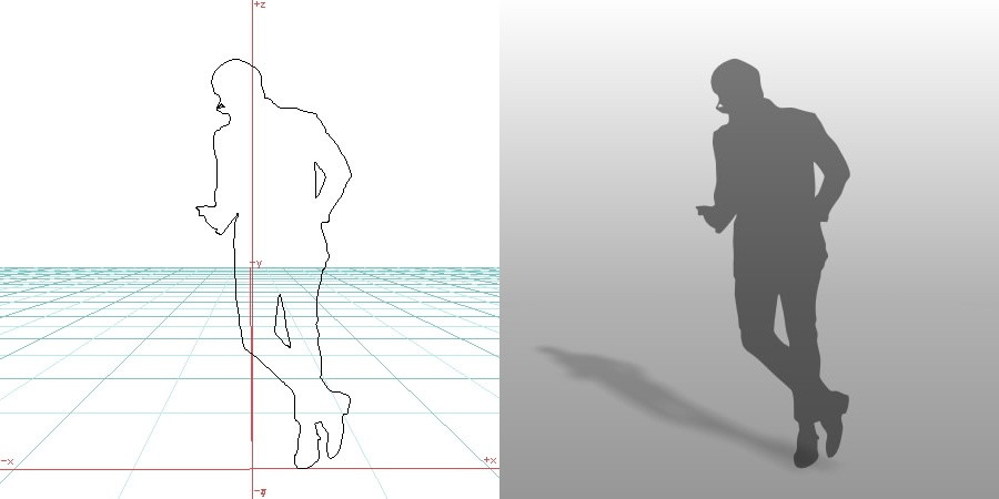 formZ 3D シルエット silhouette 男性 man 壁にもたれてスマホをいじる