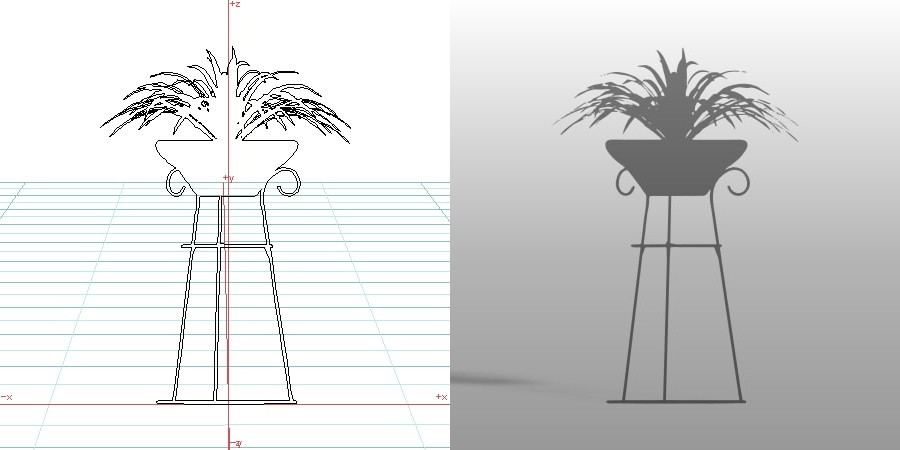 formZ 3D ポリ板 小物 オブジェ object シルエット silhouette 植物 植木鉢 鉢
