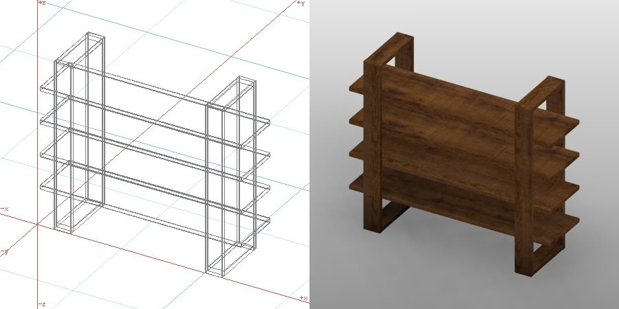 formZ 3D インテリア 家具 棚 ラック interior furniture rack shelf 木製 木目 板 古木