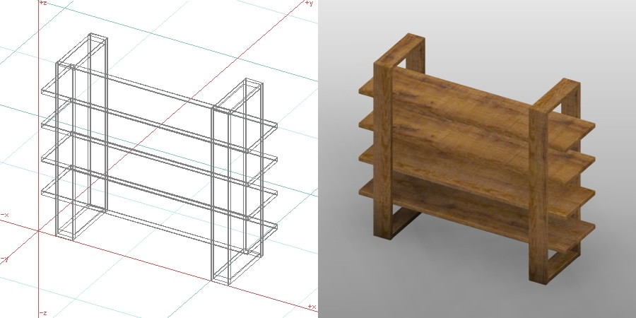 formZ 3D インテリア 家具 棚 ラック interior furniture rack shelf 木製 木目 板 古木