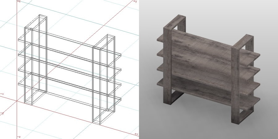 formZ 3D インテリア 家具 棚 ラック interior furniture rack shelf 木製 木目 板 古木