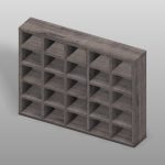 【家具】木製の棚（小物入れ 25Box 背板あり）【formZ】 rack_0026