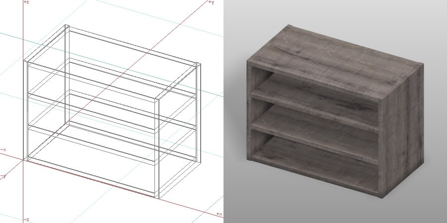 formZ 3D インテリア 家具 棚 ラック interior furniture rack shelf 木製 木目 板 古木